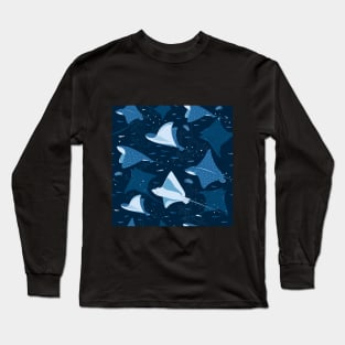 Flying stingrays blue Long Sleeve T-Shirt